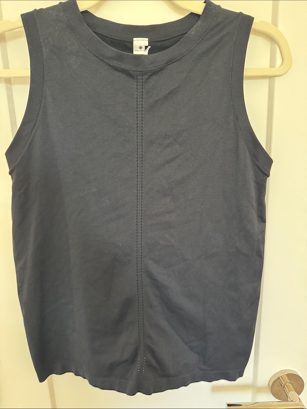 Yogalicious Navy Ribbed Center-Stitch Sleeveless Tank Top